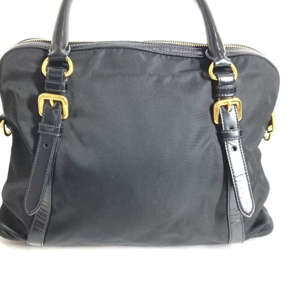 Prada Shoulder Bag Triangle Logo Plate 1 Bb01 Leather Nylon Black - Picture 3 of 9